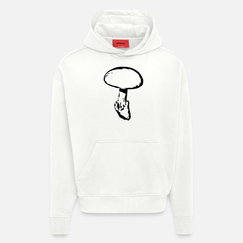 Champignon noir, cueillette de champignons - Sweat à capuche bio épais oversize fabriqué en UE - OFF WHITE