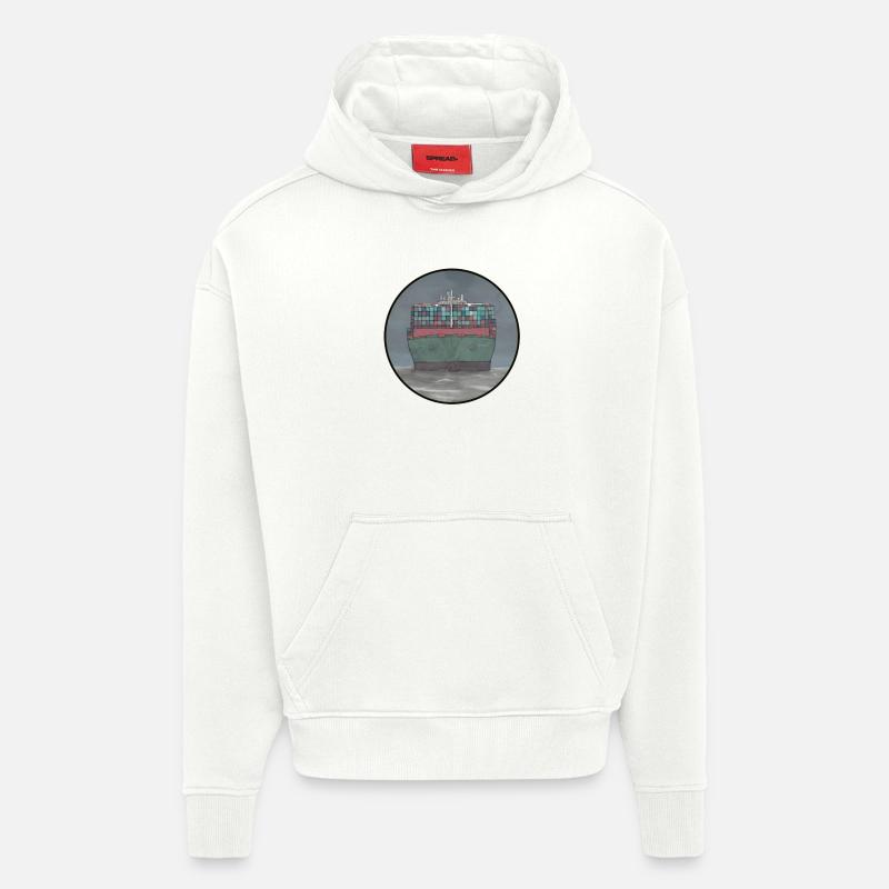 Bateau à conteneurs - Sweat à capuche bio épais oversize fabriqué en UE - OFF WHITE