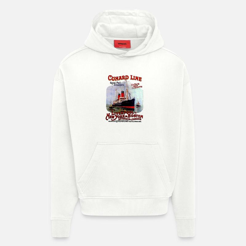 PAQUEBOT TRANSATLANTIC CREATION LOUIS RUNEMBERG - Sweat à capuche bio épais oversize fabriqué en UE - OFF WHITE