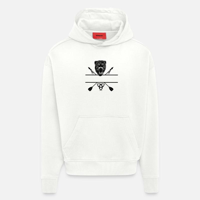 Flèches d’ours vikings - Sweat à capuche bio épais oversize fabriqué en UE - OFF WHITE