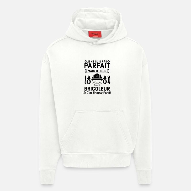 Pas parfait mais bricoleur 4 - Sweat à capuche bio épais oversize fabriqué en UE - OFF WHITE