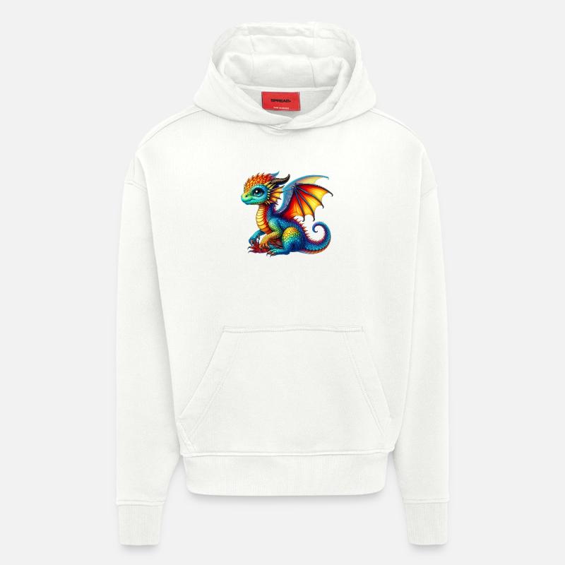 Dragon - Sweat à capuche bio épais oversize fabriqué en UE - OFF WHITE