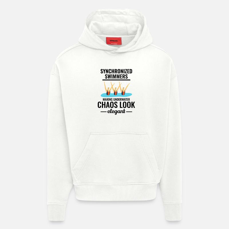 Conception du trio de nage synchronisée - Sweat à capuche bio épais oversize fabriqué en UE - OFF WHITE