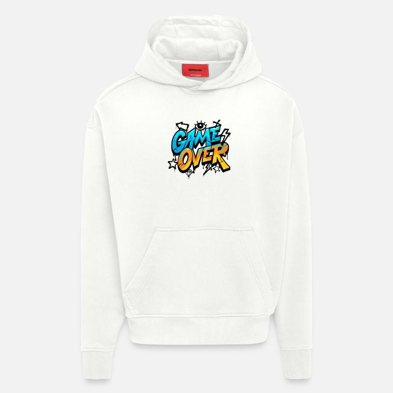 Game Over Conception de style graffiti - Sweat à capuche bio épais oversize fabriqué en UE - OFF WHITE