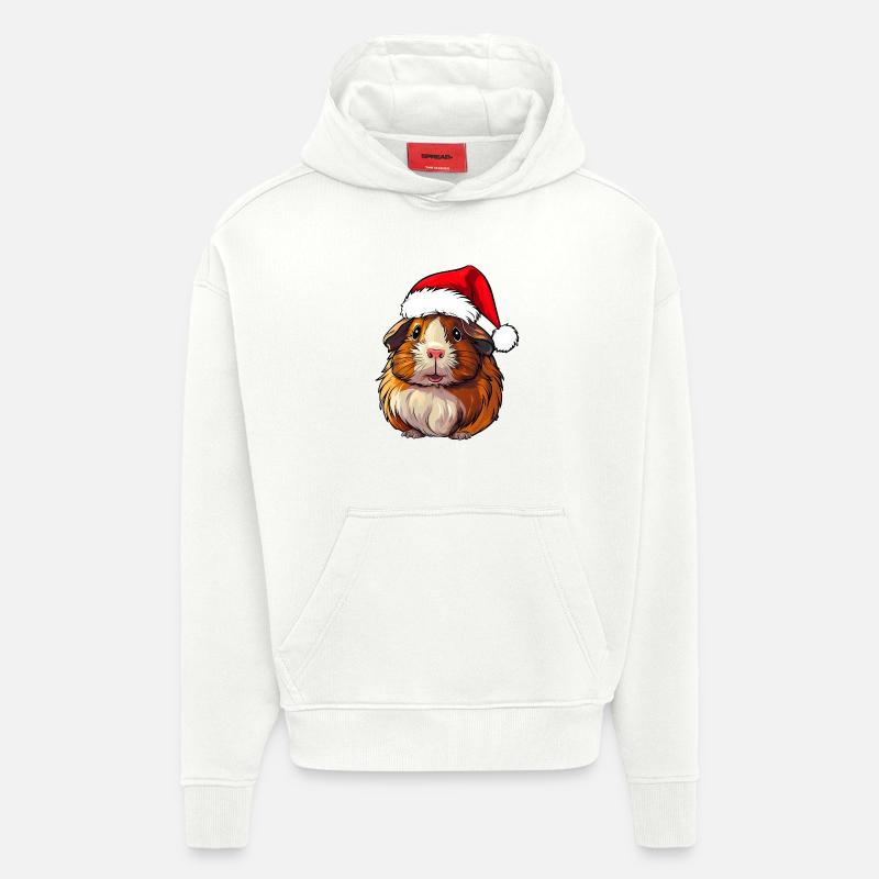 Cochons d'Inde de Noël - Sweat à capuche bio épais oversize fabriqué en UE - OFF WHITE