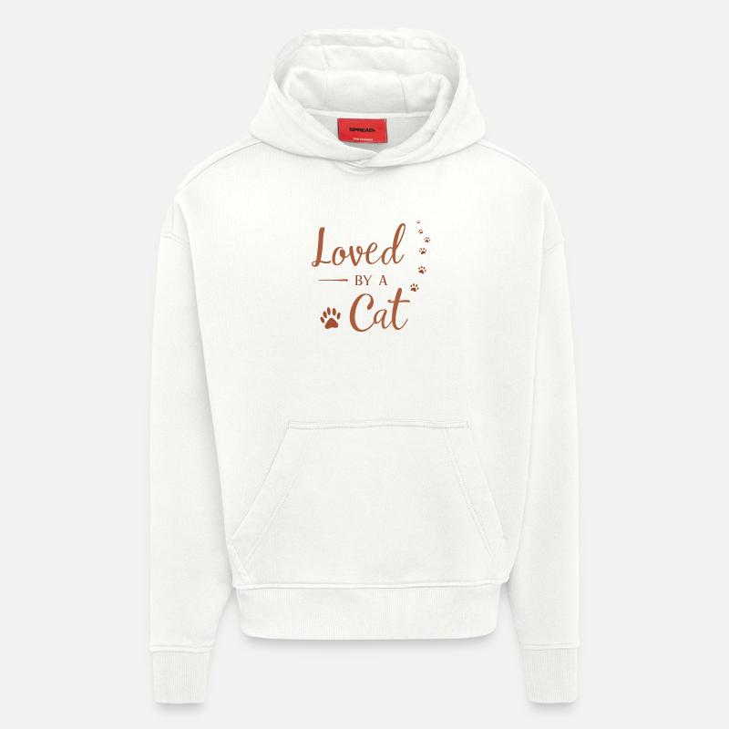 Aimé par un chat - Sweat à capuche bio épais oversize fabriqué en UE - OFF WHITE