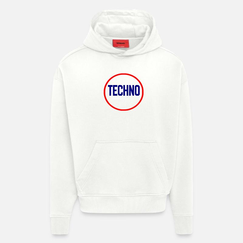 Techno Pulse Circle Logo - Sweat à capuche bio épais oversize fabriqué en UE - OFF WHITE
