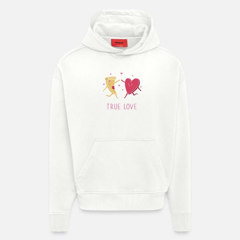 Le véritable amour de la pizza - Sweat à capuche bio épais oversize fabriqué en UE - OFF WHITE