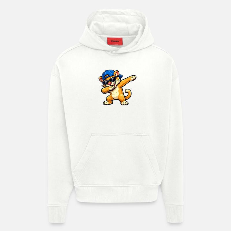 Cougar en train de dabber - Sweat à capuche bio épais oversize fabriqué en UE - OFF WHITE