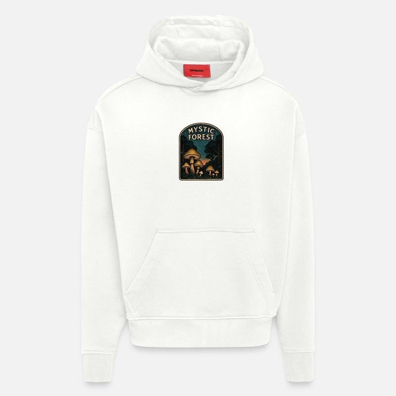 Champignons de la Forêt Mystique - Sweat à capuche bio épais oversize fabriqué en UE - OFF WHITE
