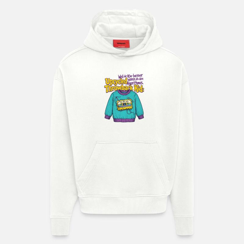 90er Upcycled Throwback Retro Kassette - Hoodie- made by SPREAD  - OFF WHITE