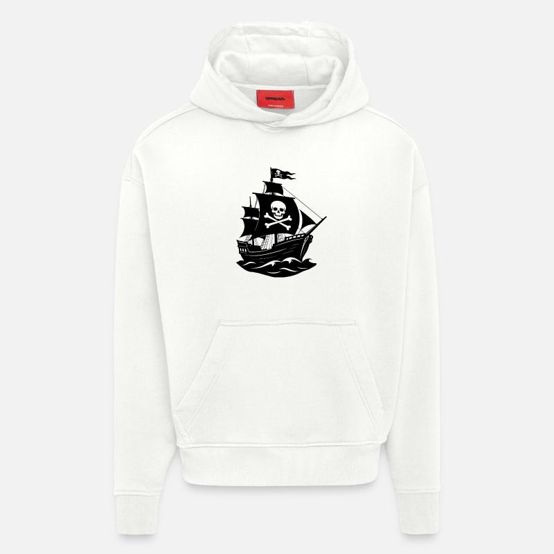 Bateau pirate - Sweat à capuche bio épais oversize fabriqué en UE - OFF WHITE