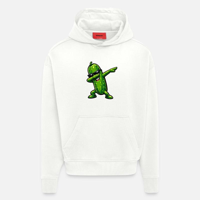 Tamponnement du concombre - Sweat à capuche bio épais oversize fabriqué en UE - OFF WHITE