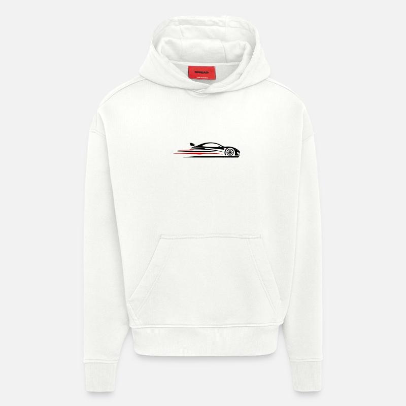 Voiture de course Turbo - Sweat à capuche bio épais oversize fabriqué en UE - OFF WHITE