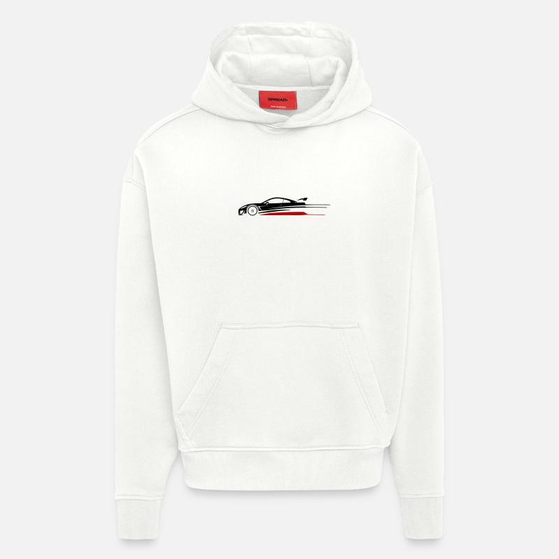 Voiture de course Turbo - Sweat à capuche bio épais oversize fabriqué en UE - OFF WHITE