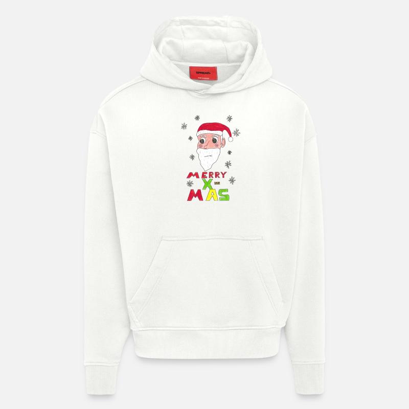 Père Noël Merry X-MAS - Sweat à capuche bio épais oversize fabriqué en UE - OFF WHITE