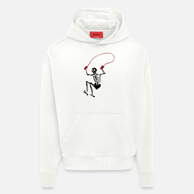 Skelett under hoppa hopprep - Heavyweight Oversized Organic Hoodie Made in EU - OFF WHITE