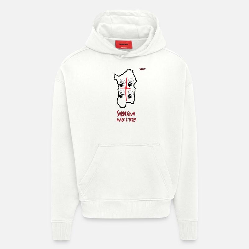 Sardaigne - Mare e Terra - Sweat à capuche bio épais oversize fabriqué en UE - OFF WHITE