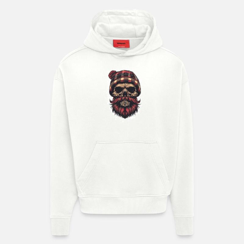 Crâne de bûcheron - Sweat à capuche bio épais oversize fabriqué en UE - OFF WHITE