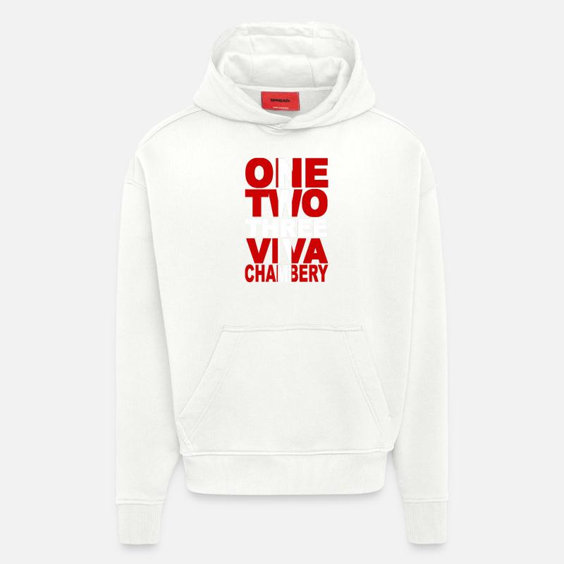 ONE TWO THREE VIVA CHAMBERY ! - Sweat à capuche bio épais oversize fabriqué en UE - OFF WHITE