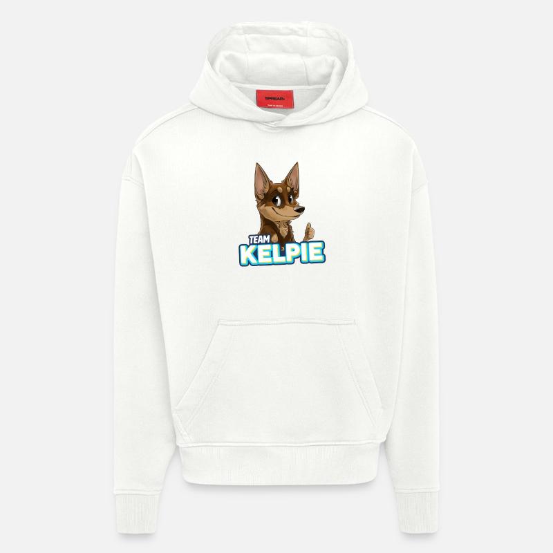 TEAM Kelpie - Chocolat et Tan - Sweat à capuche bio épais oversize fabriqué en UE - OFF WHITE