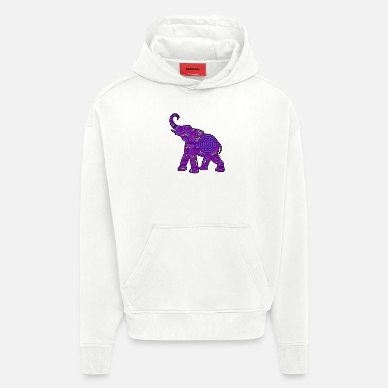 Elephant / Elephant - Violet - Sweat à capuche bio épais oversize fabriqué en UE - OFF WHITE
