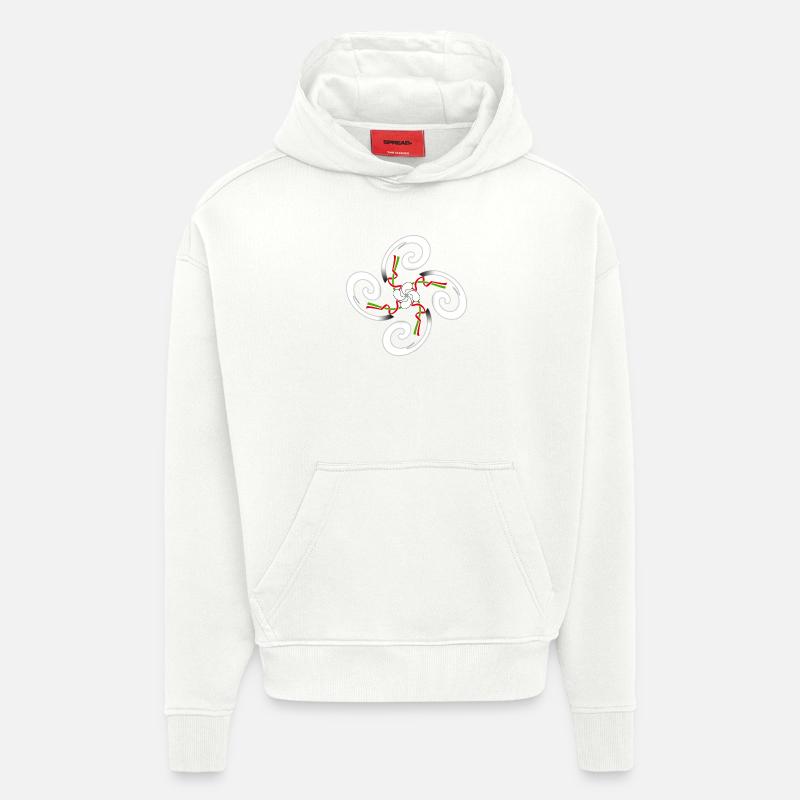 Croix Basque design - Sweat à capuche bio épais oversize fabriqué en UE - OFF WHITE