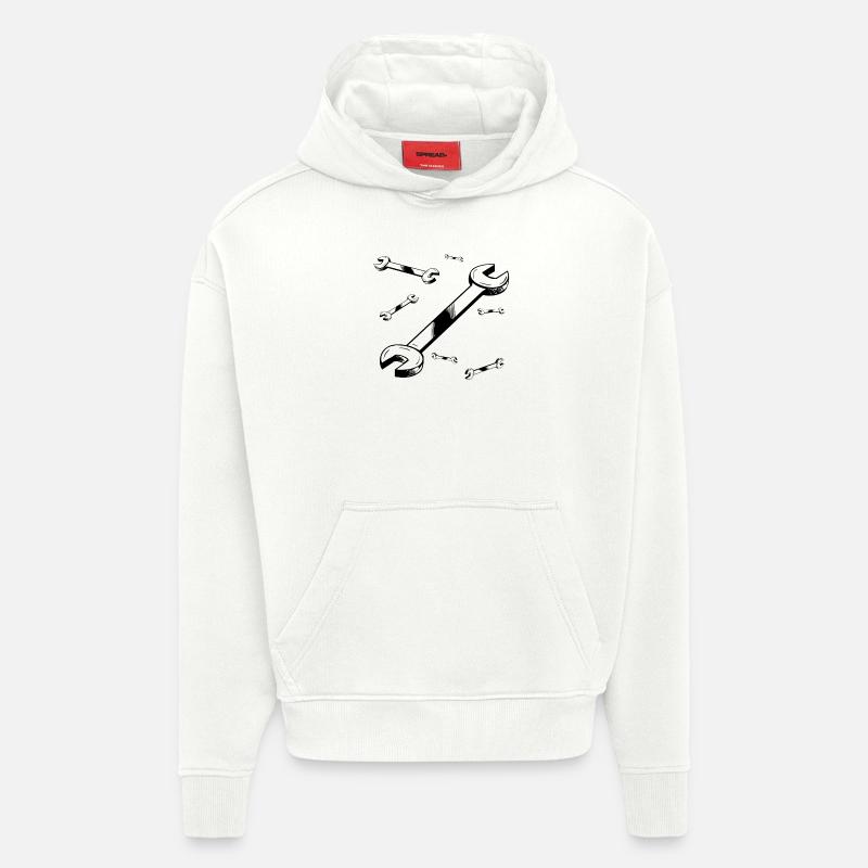 clef a molette - Sweat à capuche bio épais oversize fabriqué en UE - OFF WHITE