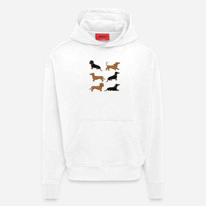 Sélection de teckel - Sweat à capuche bio épais oversize fabriqué en UE - OFF WHITE