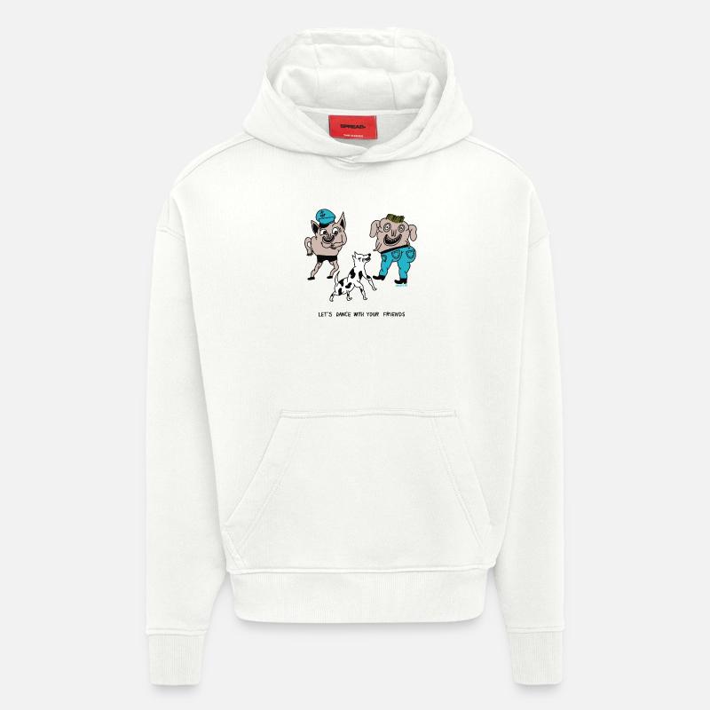 Dansons avec vos amis - Sweat à capuche bio épais oversize fabriqué en UE - OFF WHITE