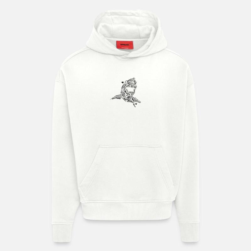Sharkletters - Sweat à capuche bio épais oversize fabriqué en UE - OFF WHITE