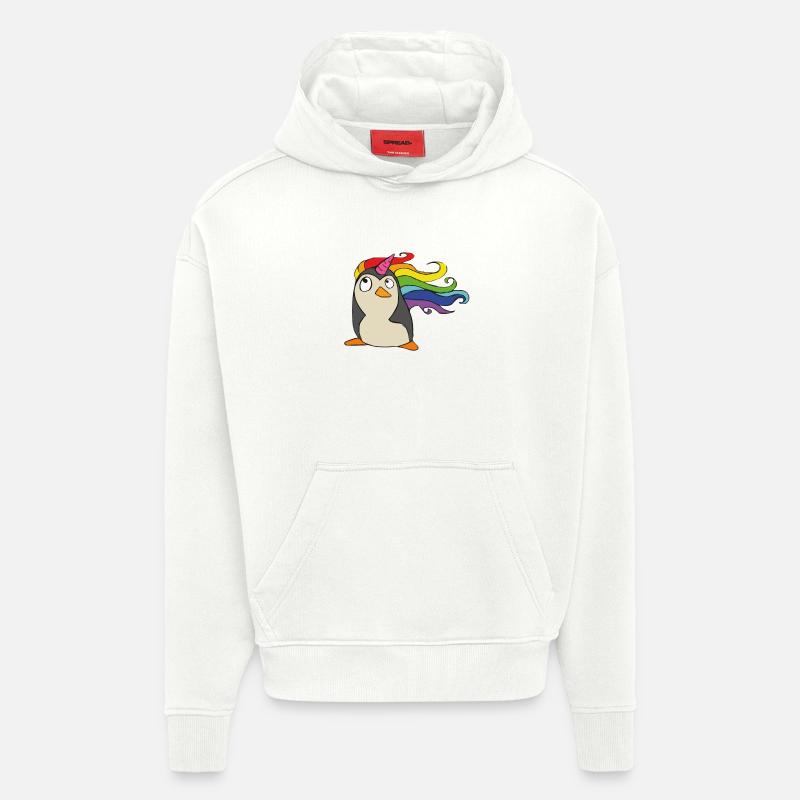 Punguin Einhorn Regenbogen - Hoodie- made by SPREAD  - OFF WHITE