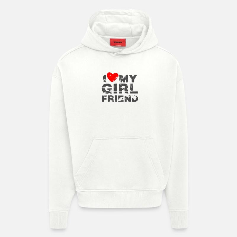 J'aime mon amie Saint Valentin - Sweat à capuche bio épais oversize fabriqué en UE - OFF WHITE