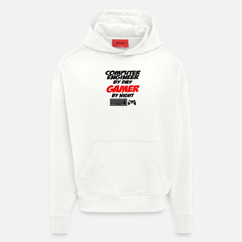 Ingénieur en informatique - Sweat à capuche bio épais oversize fabriqué en UE - OFF WHITE