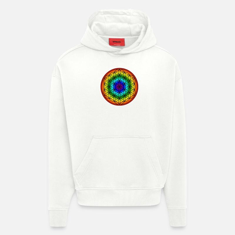 Blume des Lebens - Regenbogen - Hoodie- made by SPREAD  - OFF WHITE