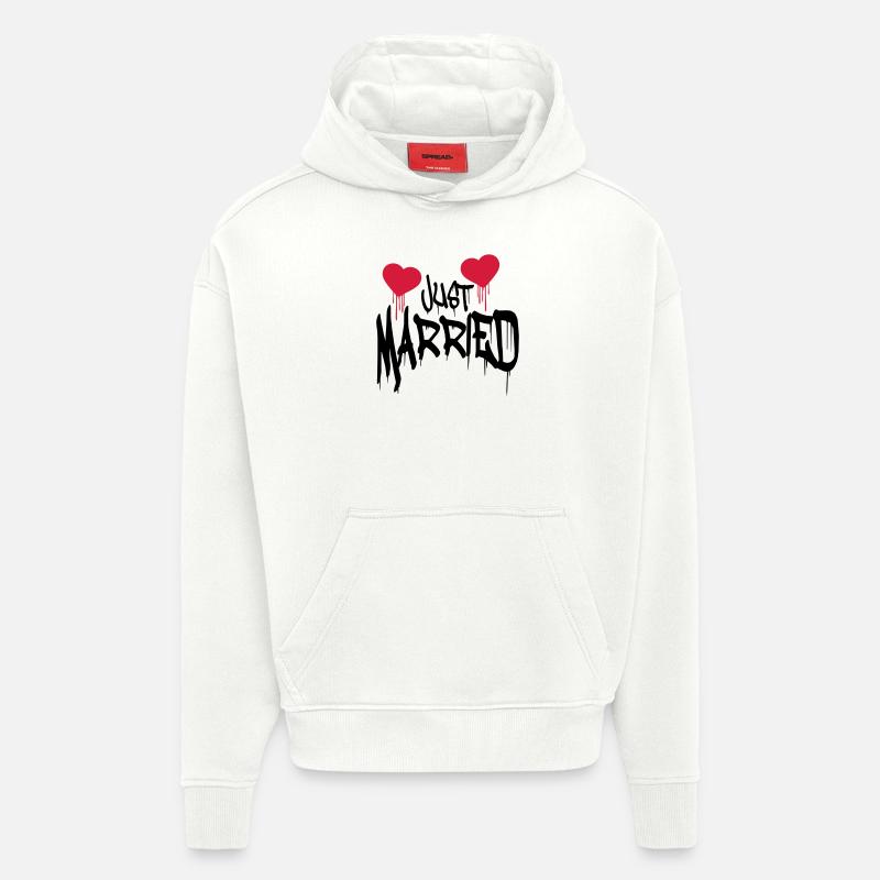 Just married Logo funny herzblut - Hoodie- made by SPREAD  - OFF WHITE