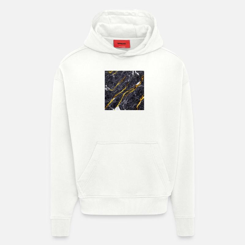 Marbre Texture Or Noir - Sweat à capuche bio épais oversize fabriqué en UE - OFF WHITE