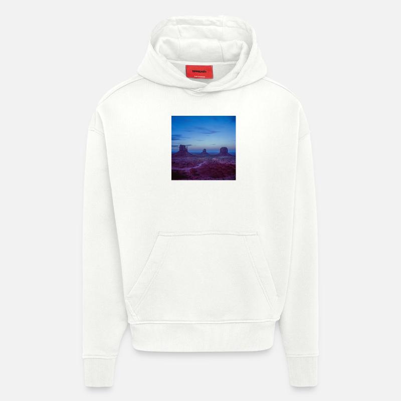 Vallée des Monuments - Sweat à capuche bio épais oversize fabriqué en UE - OFF WHITE