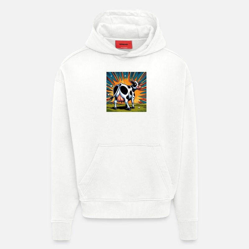 Vache de derrière - Sweat à capuche bio épais oversize fabriqué en UE - OFF WHITE