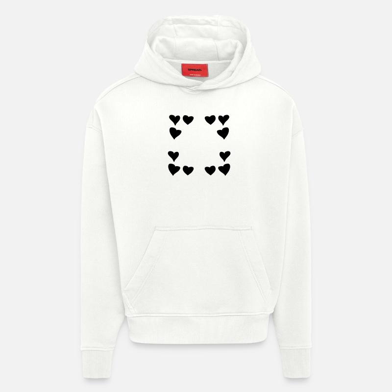 Hearts Pattern Frame Square Heart - Hoodie- made by SPREAD - OFF WHITE
