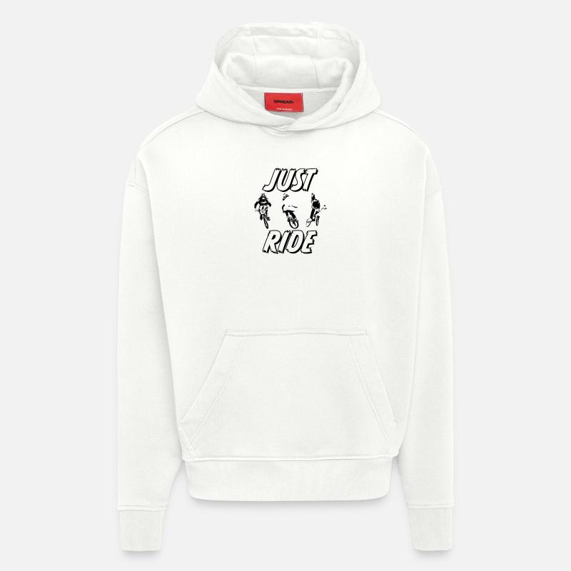 JUST RIDE bmx - Sweat à capuche bio épais oversize fabriqué en UE - OFF WHITE
