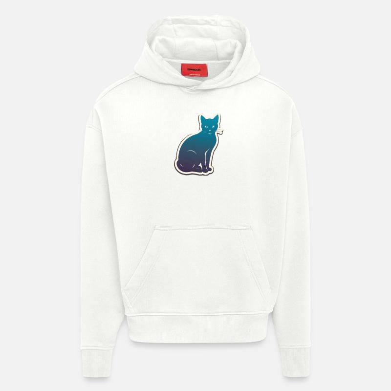 Silhouette de chat - Sweat à capuche bio épais oversize fabriqué en UE - OFF WHITE