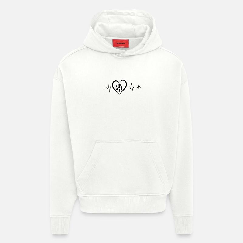 battement de cœur jeux d’échec - Sweat à capuche bio épais oversize fabriqué en UE - OFF WHITE