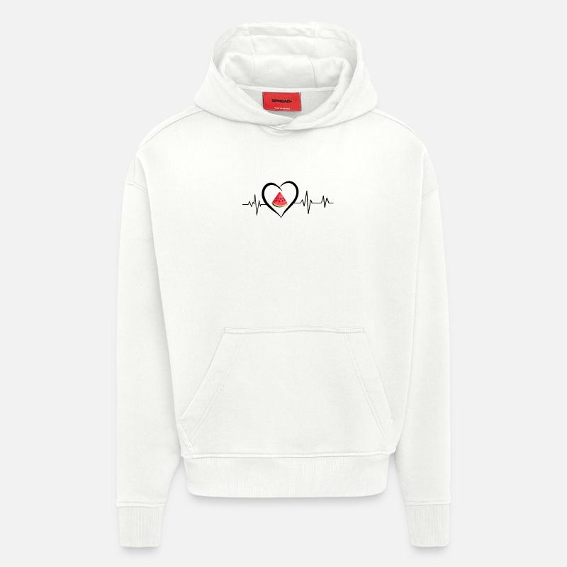 battement de cœur pastèque - Sweat à capuche bio épais oversize fabriqué en UE - OFF WHITE