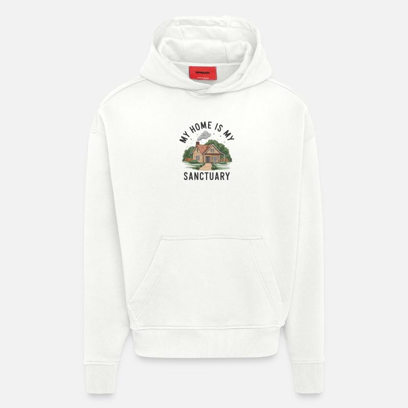 Ma maison est mon refuge. - Sweat à capuche bio épais oversize fabriqué en UE - OFF WHITE
