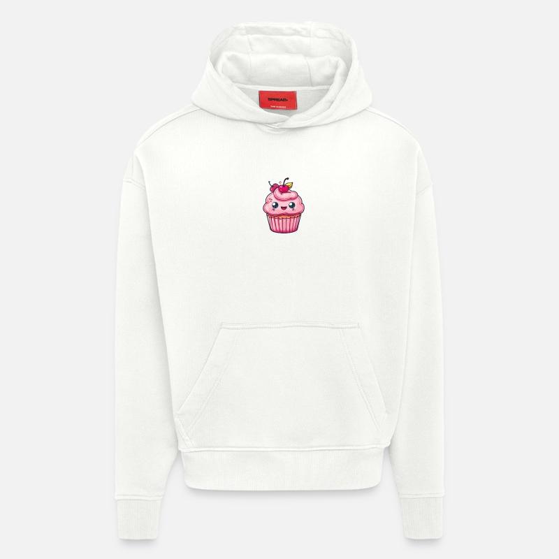Conception de cupcake mignon - Sweat à capuche bio épais oversize fabriqué en UE - OFF WHITE