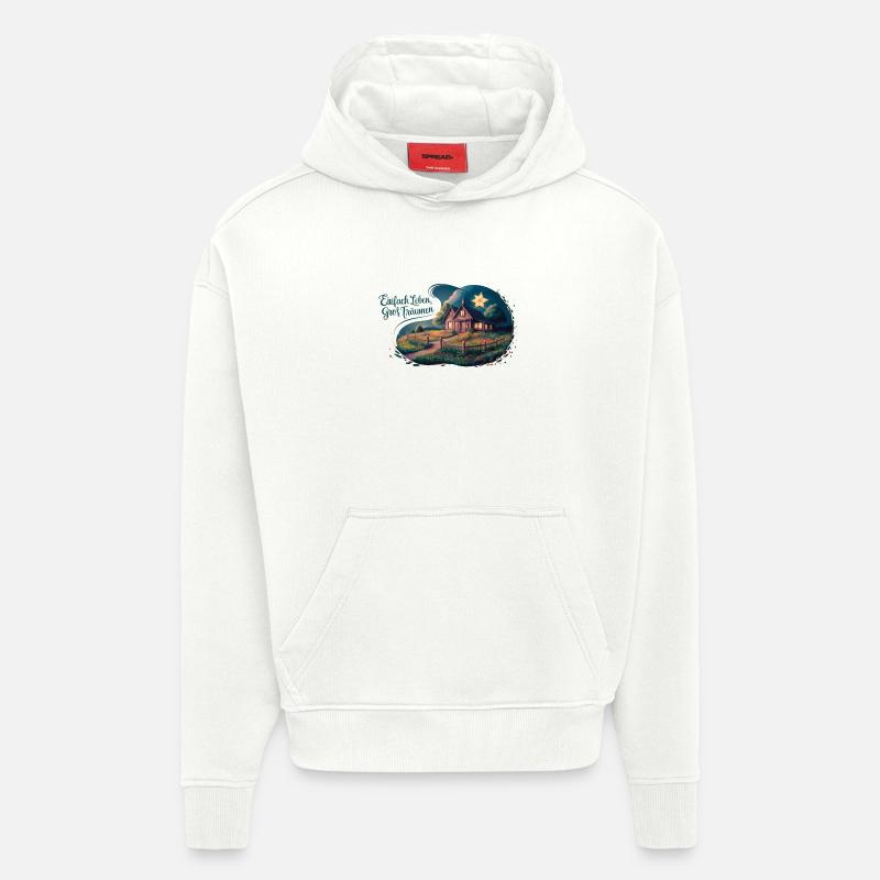 Vivre simplement, rêver grand - Sweat à capuche bio épais oversize fabriqué en UE - OFF WHITE