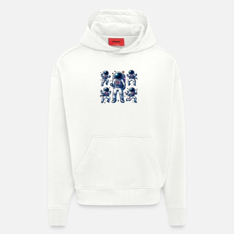 Voyage Spatial - Astroanut Lune Planet - Sweat à capuche bio épais oversize fabriqué en UE - OFF WHITE