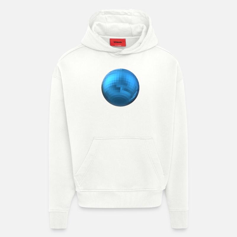 Sphère bleue - Sweat à capuche bio épais oversize fabriqué en UE - OFF WHITE