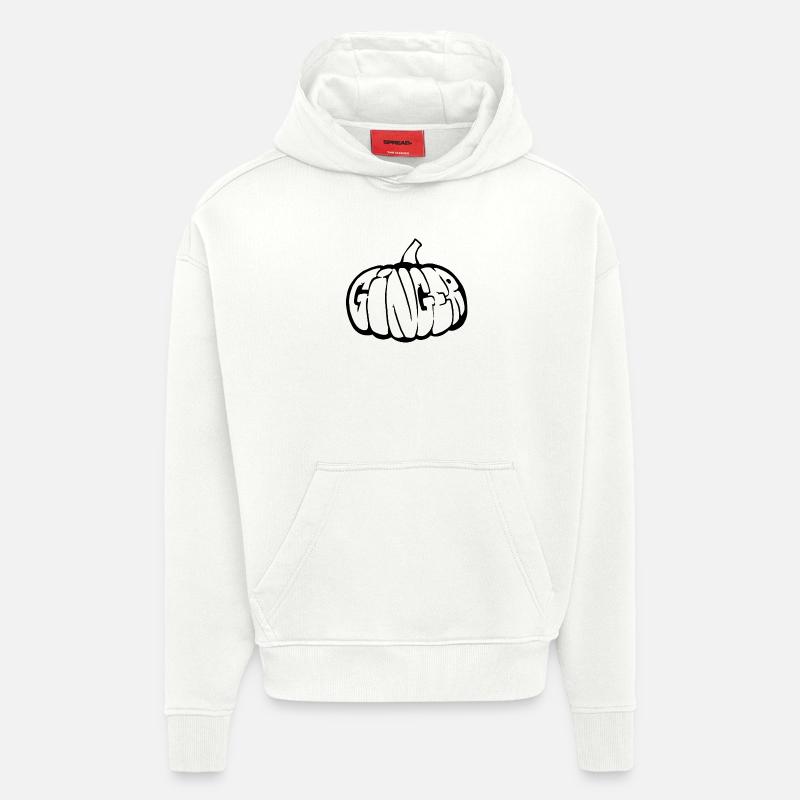 Potiron Gingembre Graff (Stencil) - Sweat à capuche bio épais oversize fabriqué en UE - OFF WHITE